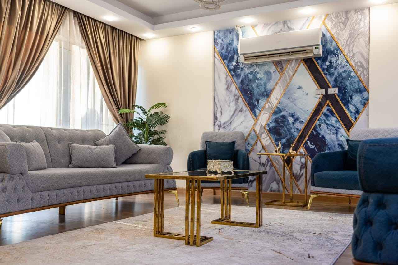 ديكور الصالة في شقه مفروشه للايجار بتصميم عصري ديكور الصالة في شقه مفروشه للايجار بتصميم عصري